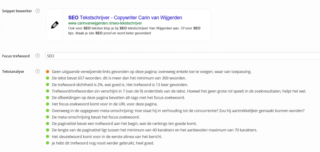 SEO tips Analyse pagina